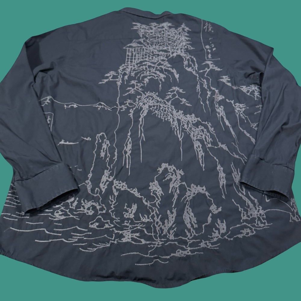 INC International Concepts Shirt XXL Black Embroidered Beaded Grunge Y2K
